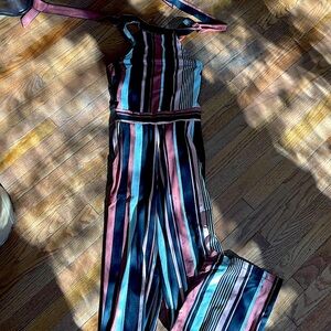 Venus Halter Tie Striped Jumpsuit Elegant and Comfortable